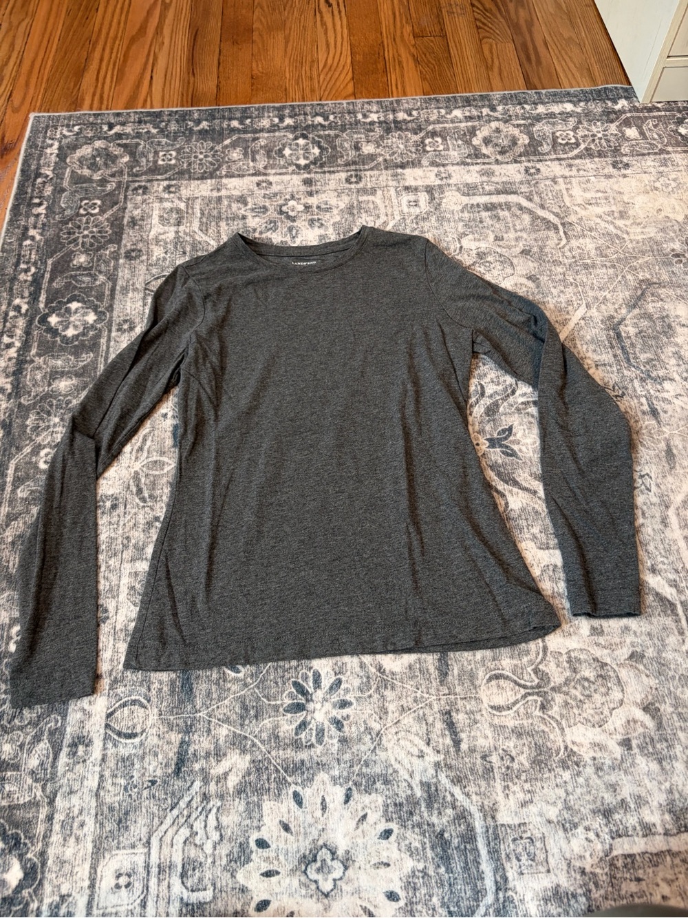 Lands' End Women's Long Sleeve Crewneck Top - Dark Gray